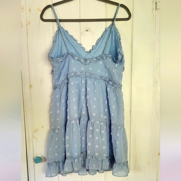 Eilly Bazar Ruffle Trim Clip Dot Dress Size L - Picture 4 of 10